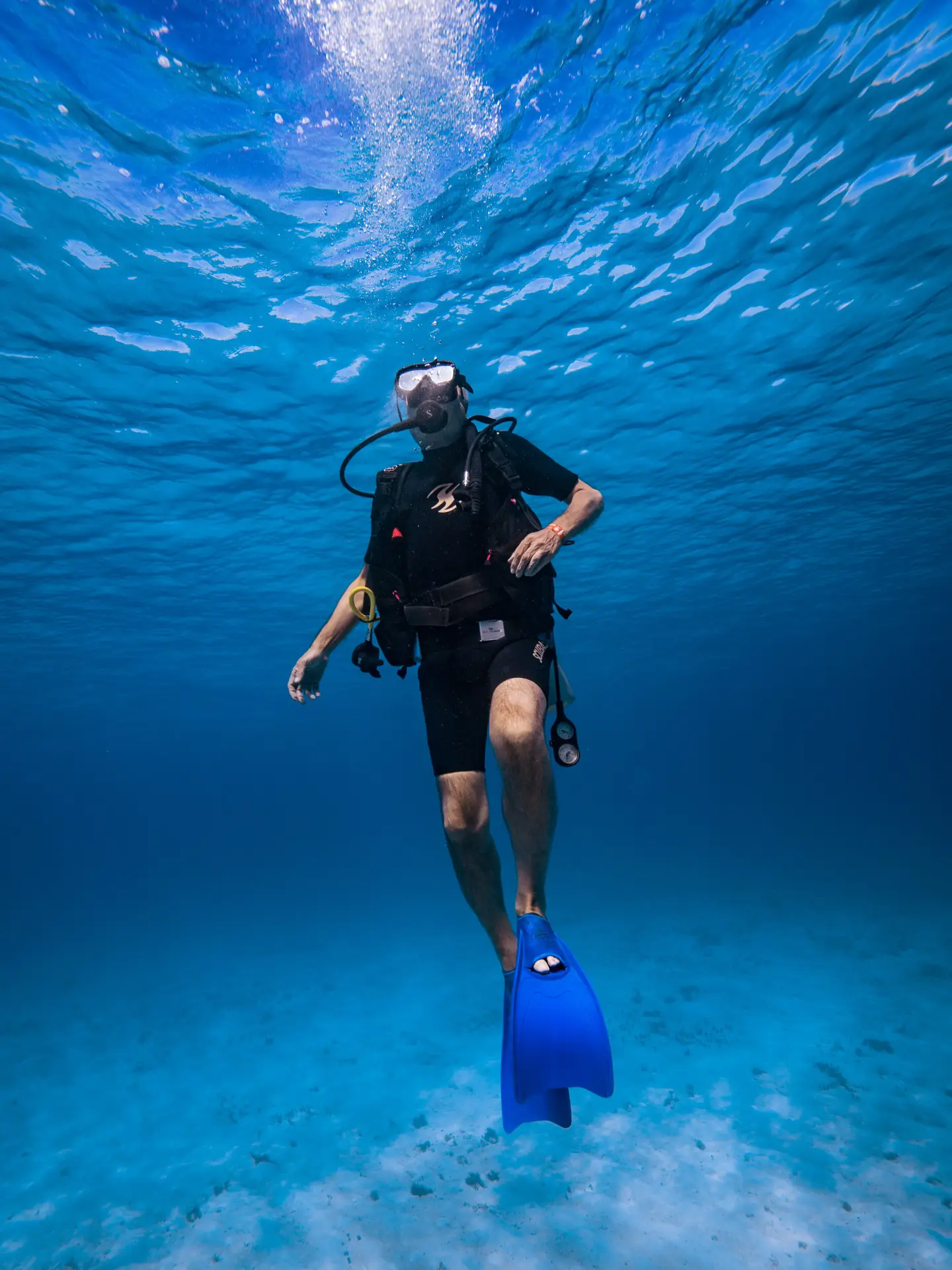 Beginner divers enjoying their first scuba experience at Isla Mujeres
